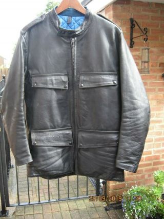 Vintage Black Leather Kett Roadmaster Style Motorcycle Biker Jacket Uk 40