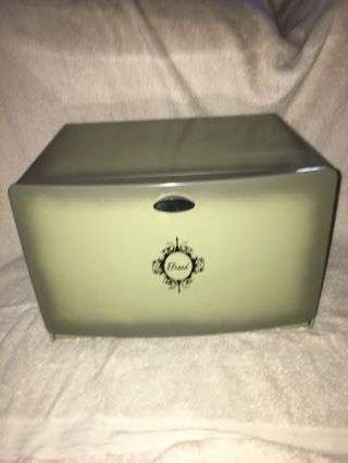 West Bend Vintage Avocado Olive Green Metal Bread Box Usa Pastries Rolls Muffins
