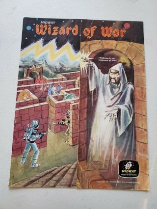 Midway Wizard Of Wor Arcade Machine Video Game Flyer / Artwork Fold - Out