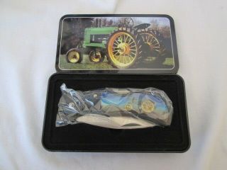 Rare John Deere Tractor Collectors Pocketknife With Metal Case