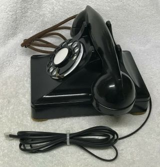 Vintage 1940s WESTERN ELECTRIC Black 302 5/41 Rotary Dial Desktop Telephone 2