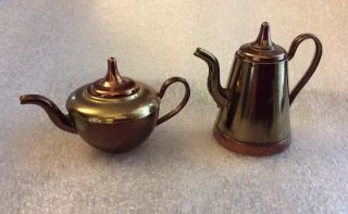 Vintage Miniature Brass & Copper Coffee Pot & Tea Kettle Made In England