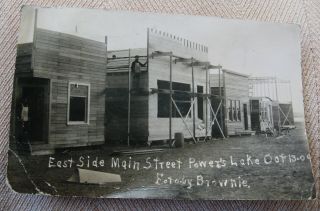 1909 Rppc East Main Street Powers Lake North Dakota The Building Of A Town
