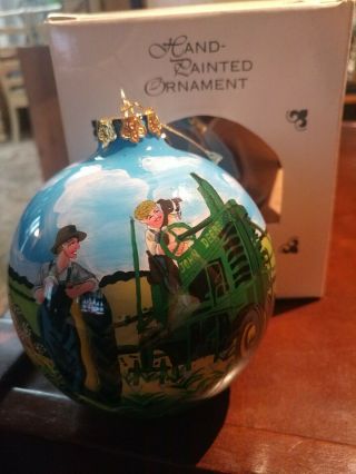 John Deere Glass Ball Ornament Walter Haskell Hinton Lunch Time