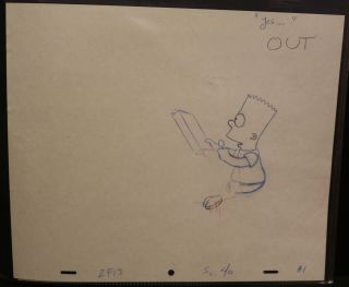 The Simpsons Pencil Animation Art - Bart At The Table " Yes.  " Sc 40 A 1