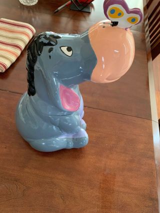 Treasure Craft Unique Disney Eeyore With Butterfly Ceramic Cookie Jar