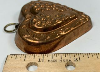 Vintage Copper And Tin Heart Shaped Mold 2.  5” 3