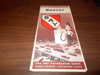 1957 Bay Petroleum Denver Vintage Road Map
