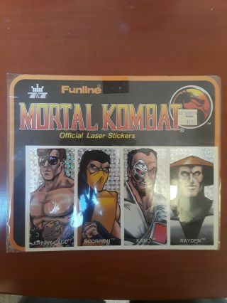 1992 Mortal Kombat Funline Laser Sticker Set Never Opened