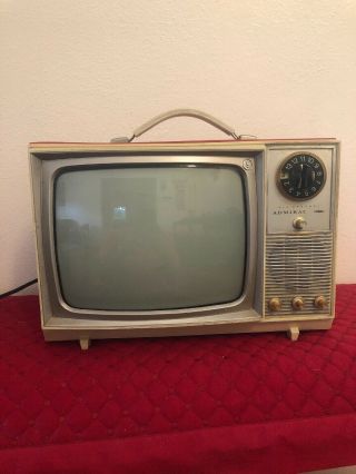 Vintage 1960’s Admiral Portable Tube Tv Television Set Red Model Pg912 - Repair