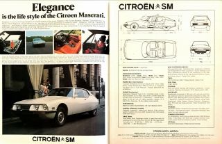1973 Citroen Maserati Sm Coupe Photo/diagram " Elegant Lifestyle " 2 - Page Print Ad