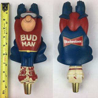 Vintage Bud Man Budweiser Beer Tap Handle Flying Bud Man Beer Pull