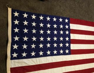 Vintage 48 Star US American Flag Valley Forge 5 ' X 9 1/2 ' w/ Rope Hooks 2