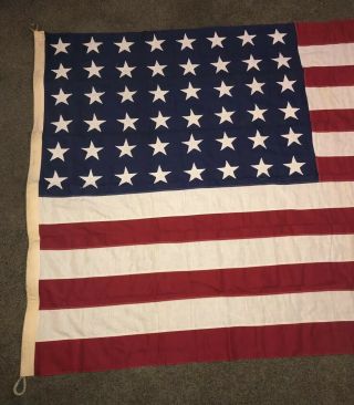 Vintage 48 Star US American Flag Valley Forge 5 ' X 9 1/2 ' w/ Rope Hooks 3
