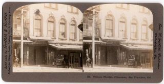 Geo.  W Griffith Stereoview Card Chinese Theatre,  Chinatown San Francisco Ca