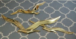 Vintage Brass Plated Seagull Wall Hanging Sculpture Syroco Iconic Mid Century