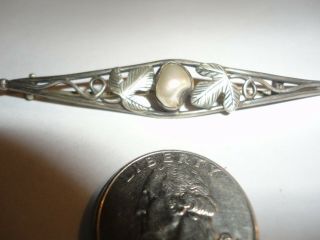Vintage Bar Brooch Pin Sterling Silver W/pearl By S G P Stavre Gregor Panis