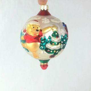 Disney Winnie The Pooh Piglet Tigger Eeyore Glass 3d Christmas Ornament Ball
