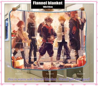 Japanese Anime Kingdom Hearts Axel Cosplay Plush Travel Blanket Gift 100 120cm
