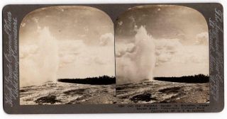 Ingersoll Stereoview Card Old Faithful Geyser In Eruption Yellowstone