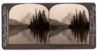 Ingersoll Stereoview Card Mt.  Rundle & The Bow River Near Banff,  Alberta Canada