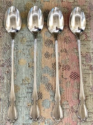 4 Oneida Oneidacraft Deluxe Chateau Stainless Iced Tea Spoons