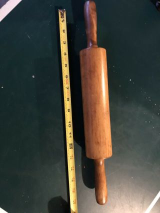 Vtg Wooden Rolling Pin Primitive Wood Old One Piece Handles Usa