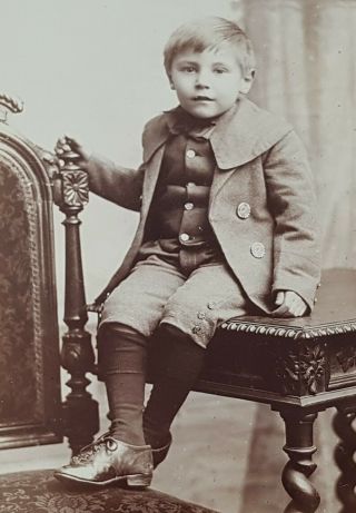 Antique Cabinet Card Child Photo Young Boy Knickerbocker Trousers - W Hermann