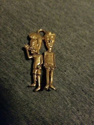 2 " Gold Metal Beavis And Butthead Necklace Pendant 1993 Mtv Network
