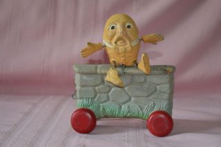 Vintage Rare Composition Humpty Dumpty Sat On The Wall Pull Toy By Kemkap Inc.