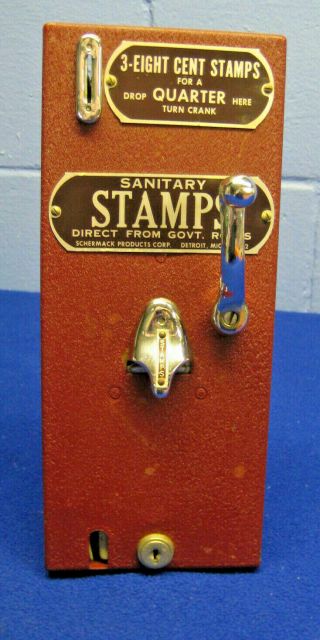 Antique Vintage Post Office Stamp Vending Machine 8 Cent -