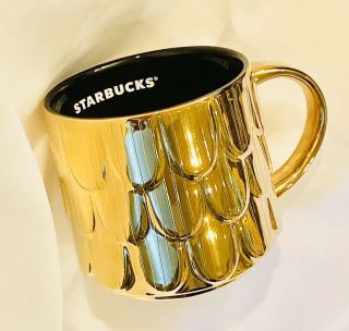 Starbucks 2019 Christmas Gold Mermaid Scales Coffee Cup Limited Ceramic Mug