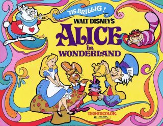 Alice In Wonderland Disney Lobby Card R74 Title Psychedelic