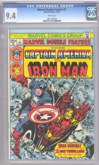 Marvel Double Feature 1 Cgc 9.  4 Nm White 1973 Avengers