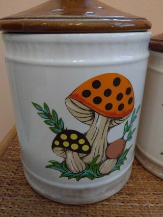 Vintage Sears Roebuck and Co.  Merry Mushroom Set of 4 Canister 1982 Ceramic. 2