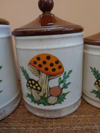 Vintage Sears Roebuck and Co.  Merry Mushroom Set of 4 Canister 1982 Ceramic. 3