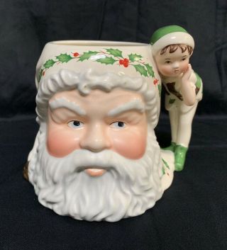 Vtg Collectible Retired Lenox Mug/cup Santa & Elf Toby Santa 