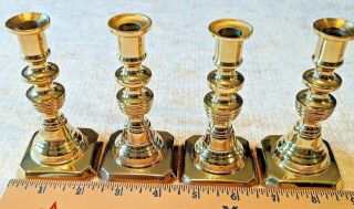 Four Vintage Baldwin Brass Candlesticks Euc 4.  25 Inches Tall Candle Holder