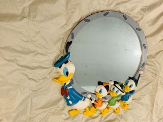 Vintage Disney Bassett Wall Mirror Donald Duck Huey Dewey Louie