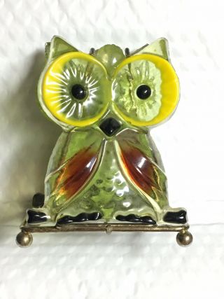Vintage Owl Napkin Holder Retro Resin Letter Holder Plastic Mod Kitsch