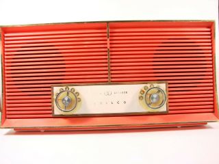 Vintage Art Deco Style Red And Tan Radio,  Mid Century
