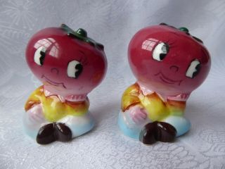 Vtg Ucagco Py Anthropomorphic Figural Tomato Head Salt & Pepper Shakers Japan