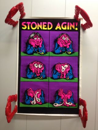 1971 R.  Crumb " Stoned Agin " Blacklight Velvet Poster Underground Comix