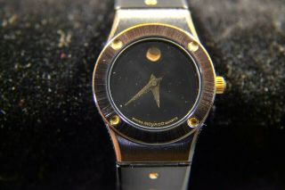 Vintage Movado Swiss Watch,  Gold On Black Anodized Stainless Steel 86 - A1 - 836l