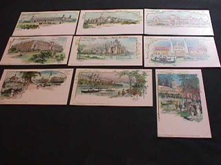 9 Official Souvenir Postcards 1904 St.  Louis World Fair,  Samuel Cupples