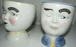 Vintage Bailey’s Irish Coffee Cups His Hers Yum Winking Face Coffee Mugs
