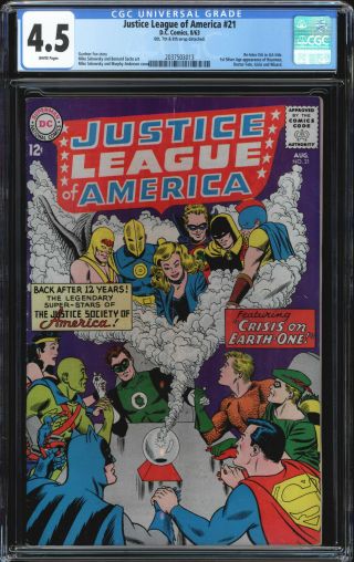 Justice League Of America 21 Cgc 4.  5 White Pages 1st Crisis Story 2037503013