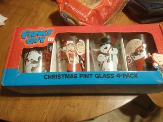 Family Guy Glassware Set Of 4 Shot Glass Christmas Collectible Stewie Peter