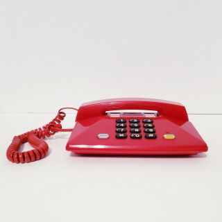Vintage 80s Wave Memphis Design Space Age Mid Century Modern Red Telephone