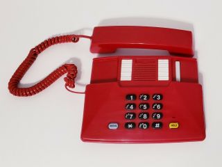 Vintage 80s Wave Memphis Design Space Age Mid Century Modern Red Telephone 3